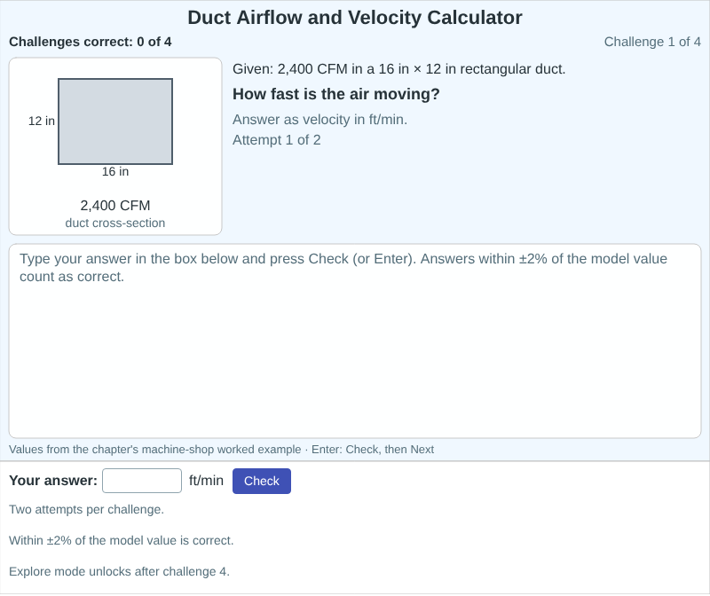 Duct Airflow and Velocity Calculator