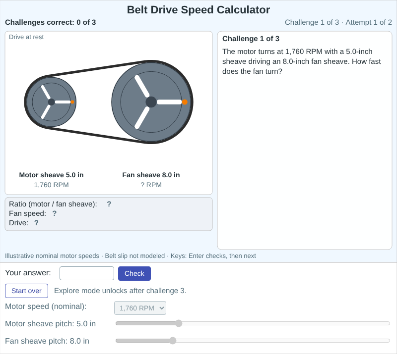Belt Drive Speed Calculator