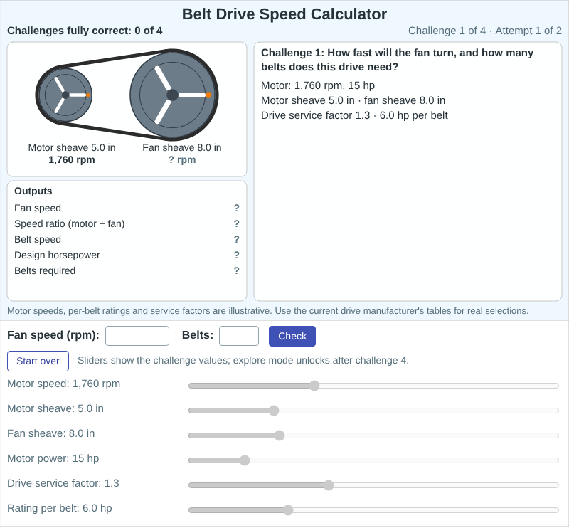 Belt Drive Speed Calculator