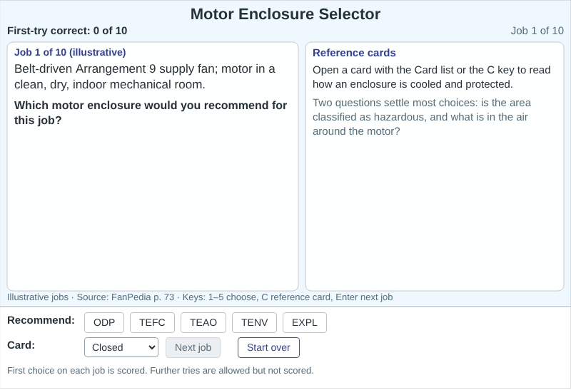 Motor Enclosure Selector