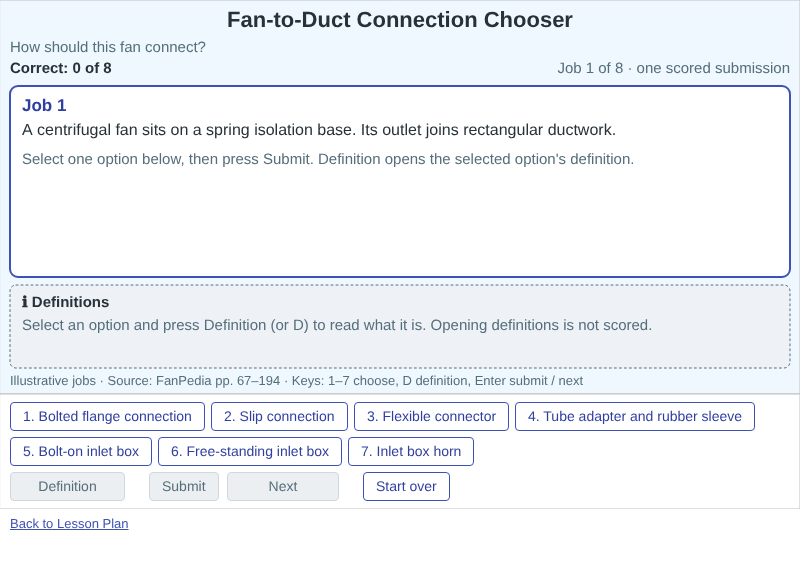 Fan-to-Duct Connection Chooser